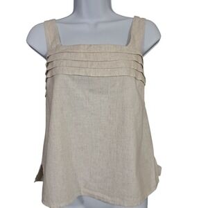Sommermann‎ Top Size 46 Medium Minimalist Sleeeless Square Neckline Linen Blend